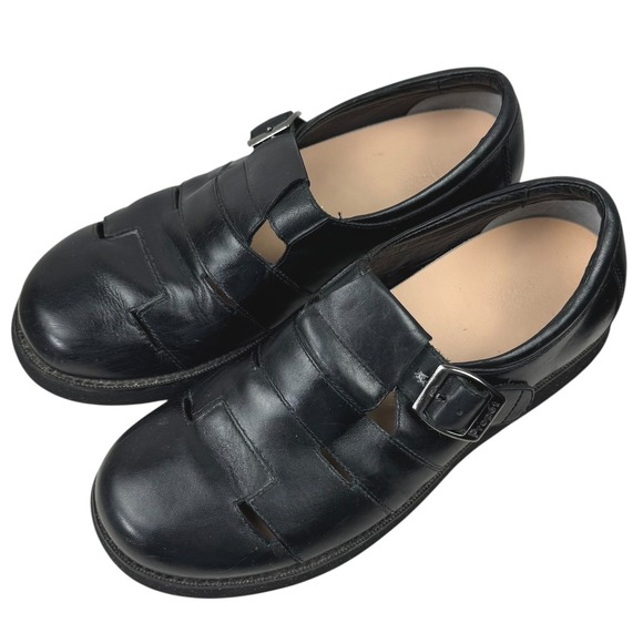 Propét Women's 9.5 Extra Wide Black Leather Fisherman Sandals Buckle Strap - Picture 2 of 14